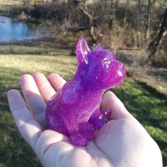 💜SOLD💜Frenchie Bulldog Epoxy Resin Art Purple - Picture 10 of 11